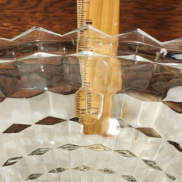 Colony Whitehall Clear Footed Bowl 10" cube cubist glass midcentury vintage - Picture 13 of 13